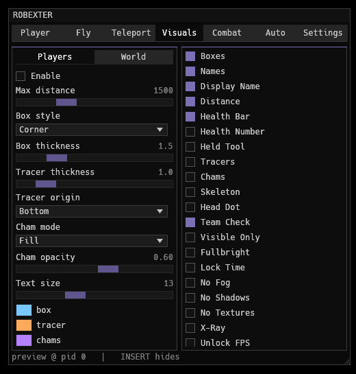 visuals tab